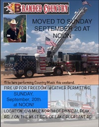 a flyer with an image of a fire truck and an american flag