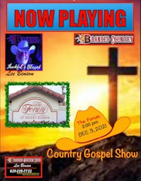 a poster for the country gospel show with a cowboy hat